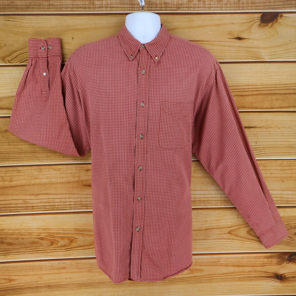 Club Room by Charter Club Long‎ Sleeve Button Down Shirt Mens Size L Red Checks
